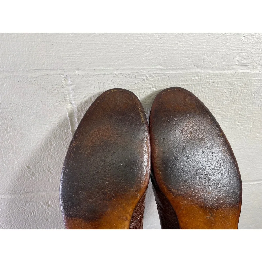 Shoeman Lau‎ Brown Ostrich Leather Penny Loafer Dress Shoes Handmade Men's 10 D